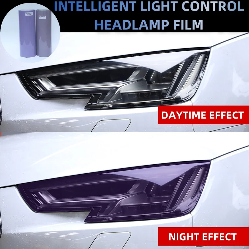 Intelligent UV Color Change TPU PPF Photochromic Headlight Film For Any Car Lamp Decor Hot Repair Anti-scratch Protect Stickers