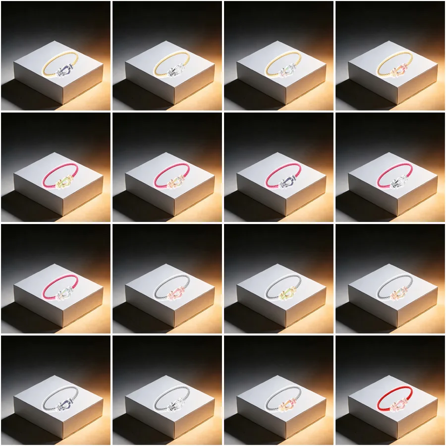 

Браслет с цветными циркониевыми элементами в форме подковы - идеально подходит для пар. Простые стильные оптовые аксессуары.