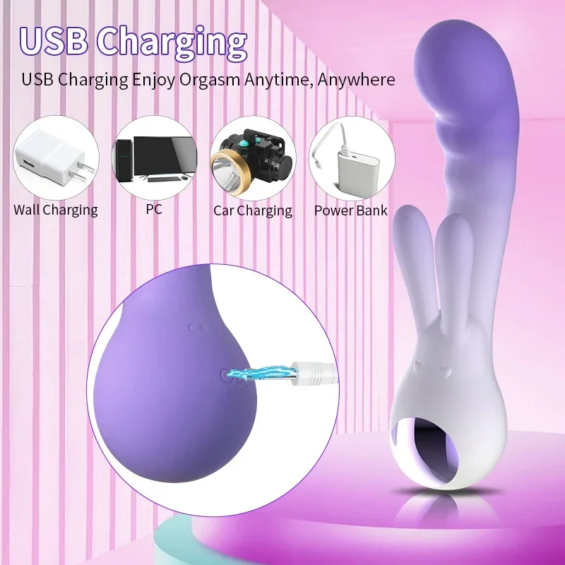 Powerful Rabbit Vibrator for Women G Spot Clitoris Stimulator Vaginal Massage Dildo Female Masturbator Sex Toys for Adults 18+