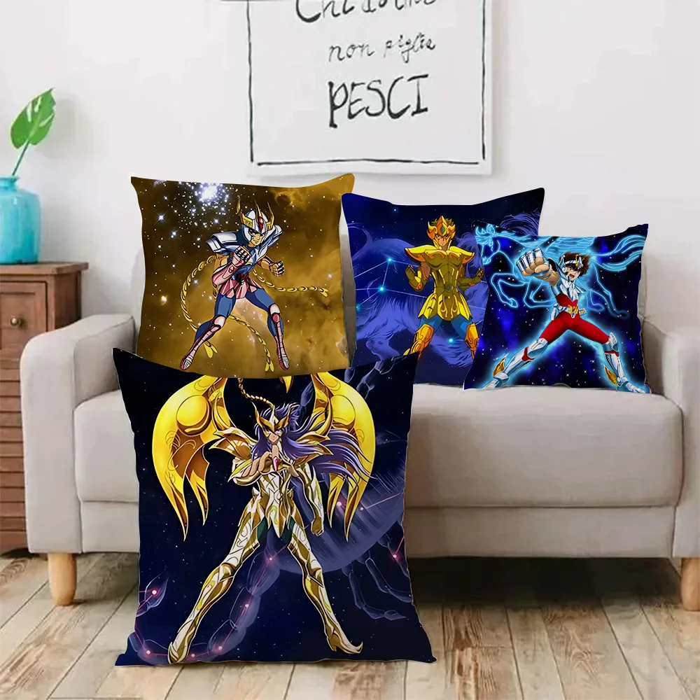 Knights Of The ZodiacSaint Seiya Pillow Covers Cartoon Sofa Decorative Home Double-sided Printing Short Plush Cute Cushion Cover