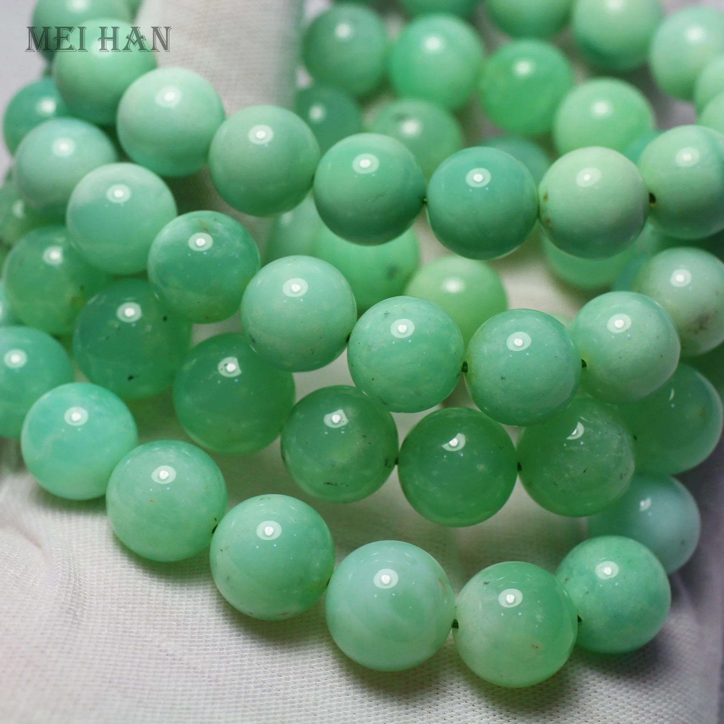 Meihan Natural A+++ Australia Chrysoprase Smooth Round Loose Beads Stone Hot Selling Sroducts For Jewelry Making Design Gift