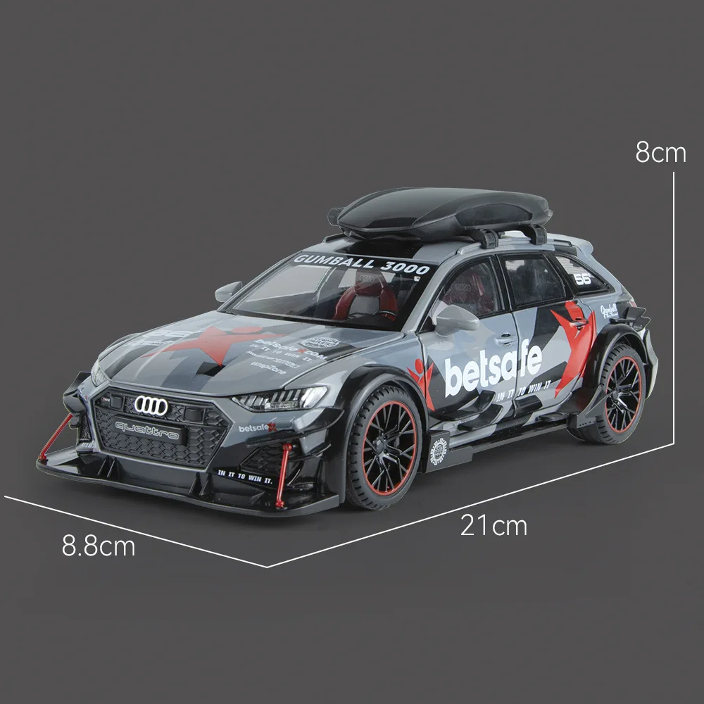 1:24 Audi Rs6 Tuneing Car Dtm Modified Vehicle Alloy Car Action Model with Light Children's Toy Collectible Birthday Gift