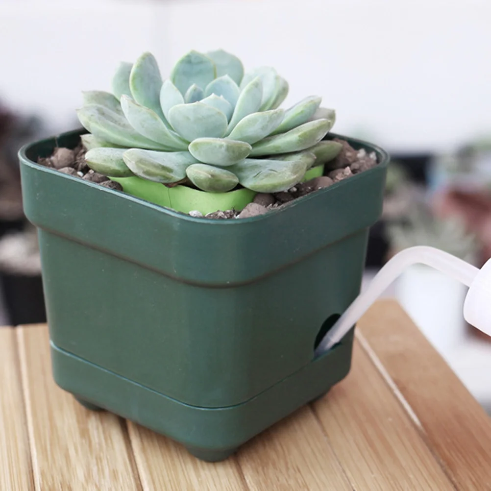 

3Pcs Thicken Square Plastic Flower Pots Small Succulent Planters with Drainage Holes for Office Balcony Living Room Bedroom