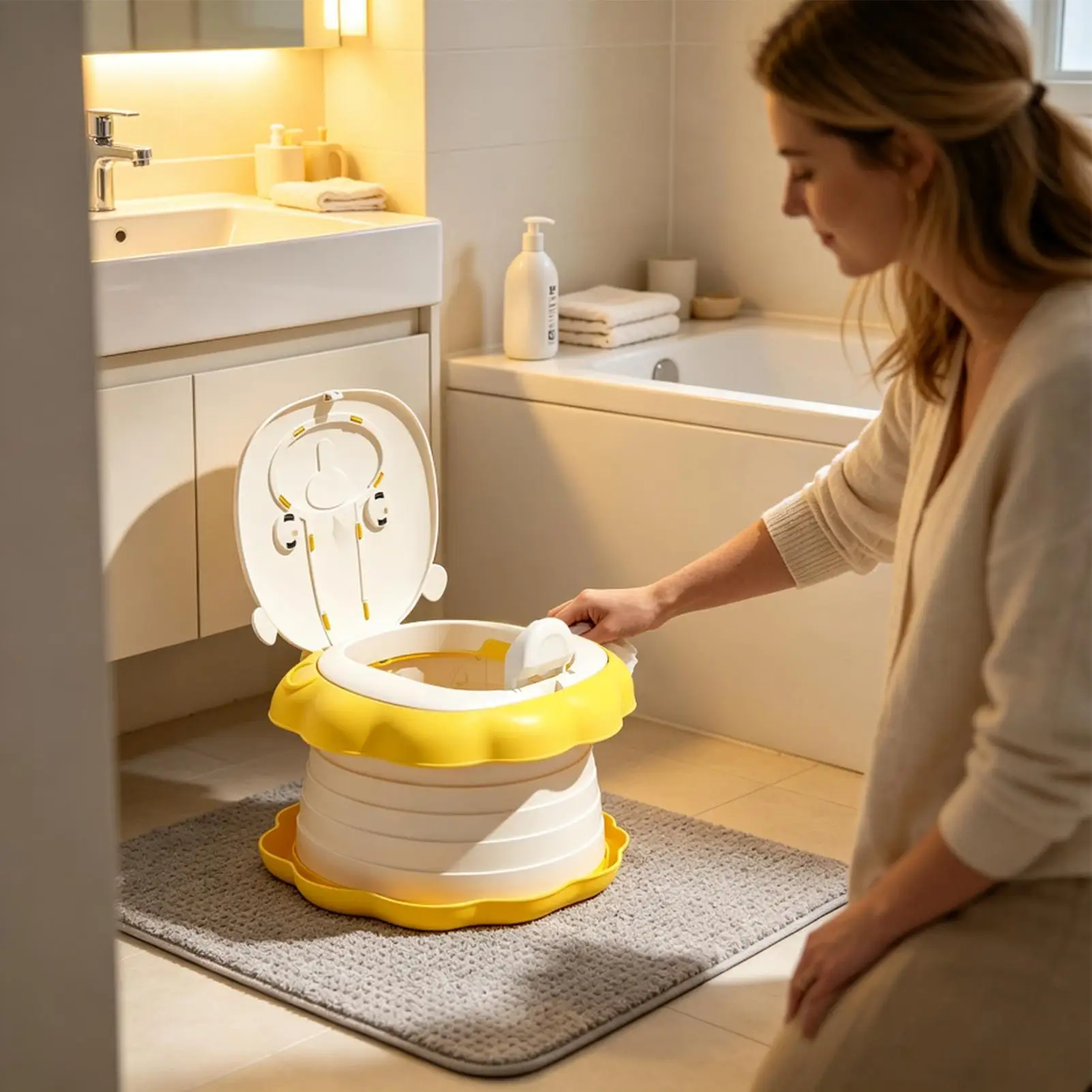Travel Potty Anti-Slip Foldable Training Potty With Lid And Storage Bag Supports 110 Lbs Kids Toilet With Trash Bag And