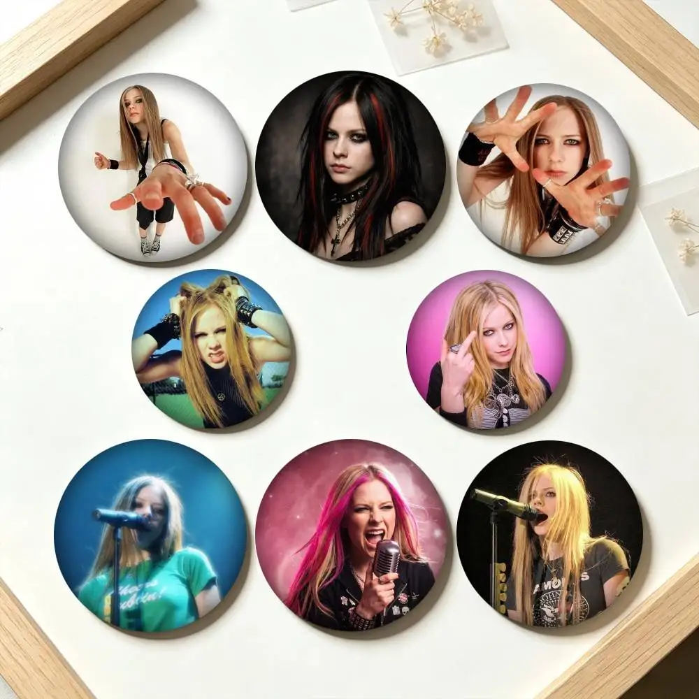 A-Avril lavigne Punk Icon 25 32 44 58 75mm Badges Personalized Round Brooches Pins Accessory Gift