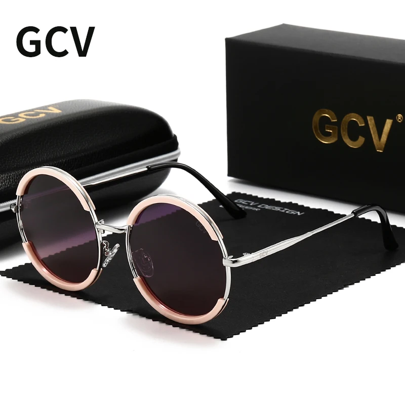 2021 GCV Hot Sale Classic Men Male Women Female Gorgeous Sunglasses Round Frame Glasses Fashion Punk Style New Metal Polarized