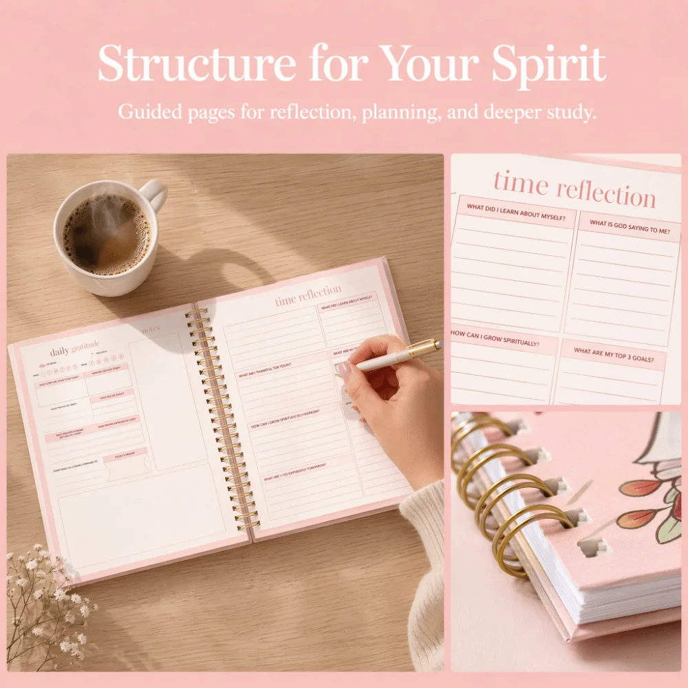 Spiral Binding Bible Study Workbook Study Sections Prayer Notes Study Planner Guided Pages Portable Prayer Reflection Notebook