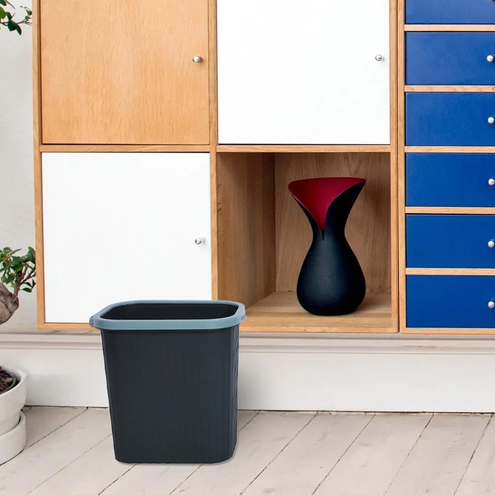 

Creative Square Garbage Can Blue Storage Organizer Bathroom Trash Bin Kitchen Cabinet Use Sturdy Plastic Large Capacity Press