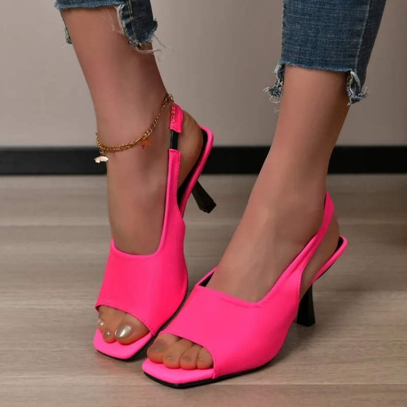 2026 New Women's Summer Solid Color Shallow Mouth Luxury Brand Designer Sexy Open Toe Banquet Party Women's Sandals view 2