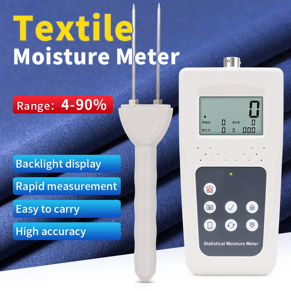 KMS680T Digital Textile Moisture Meter Hygrometer with Measuring Probe For Yarn Spinning Wool Silk Humidity Tester