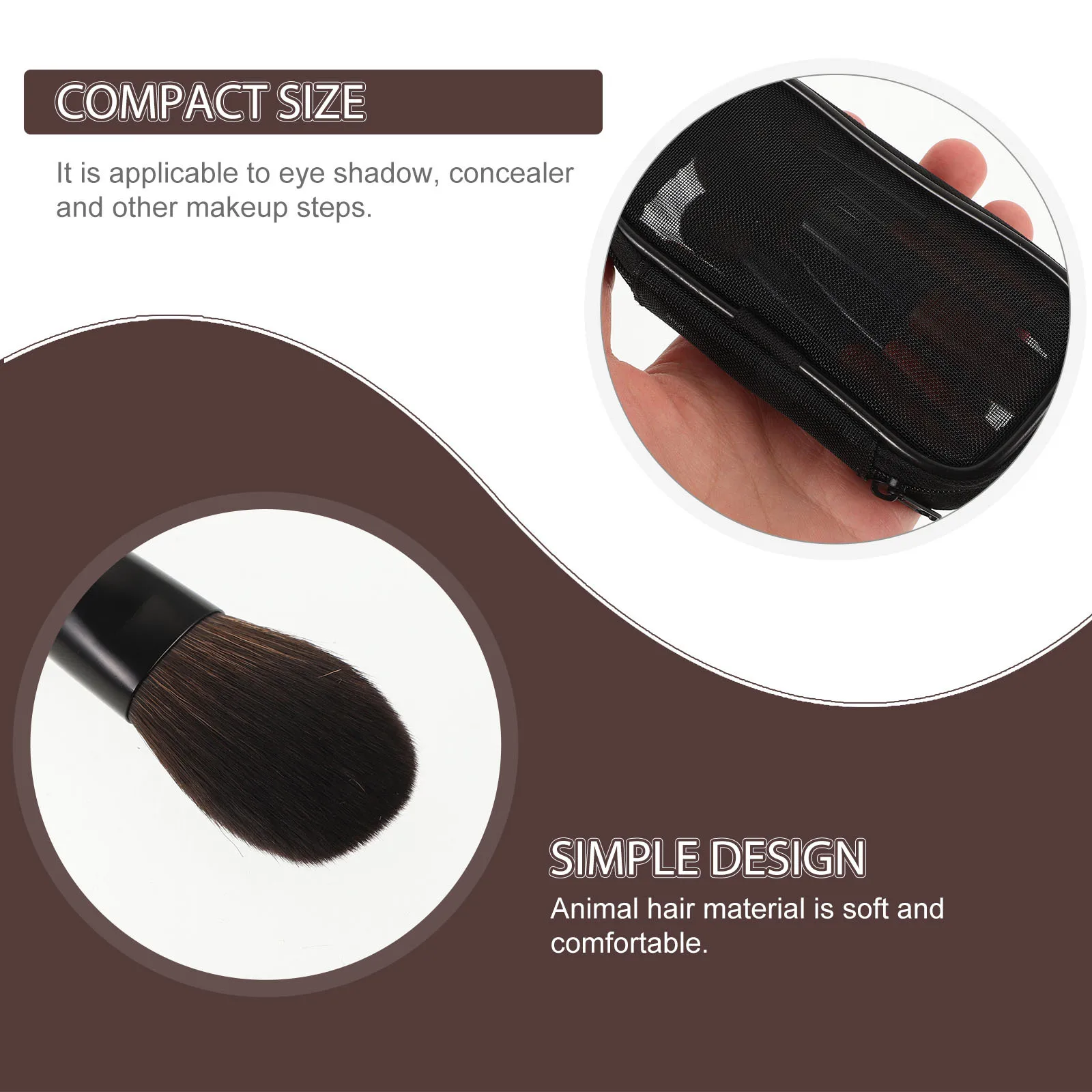 مجموعة واحدة من فرش المكياج المدمجة مع شعيرات ناعمة، تصميم محمول للسفر للاستخدام اليومي، لطيف على البشرة، مسحوق مزج بمقبض طويل