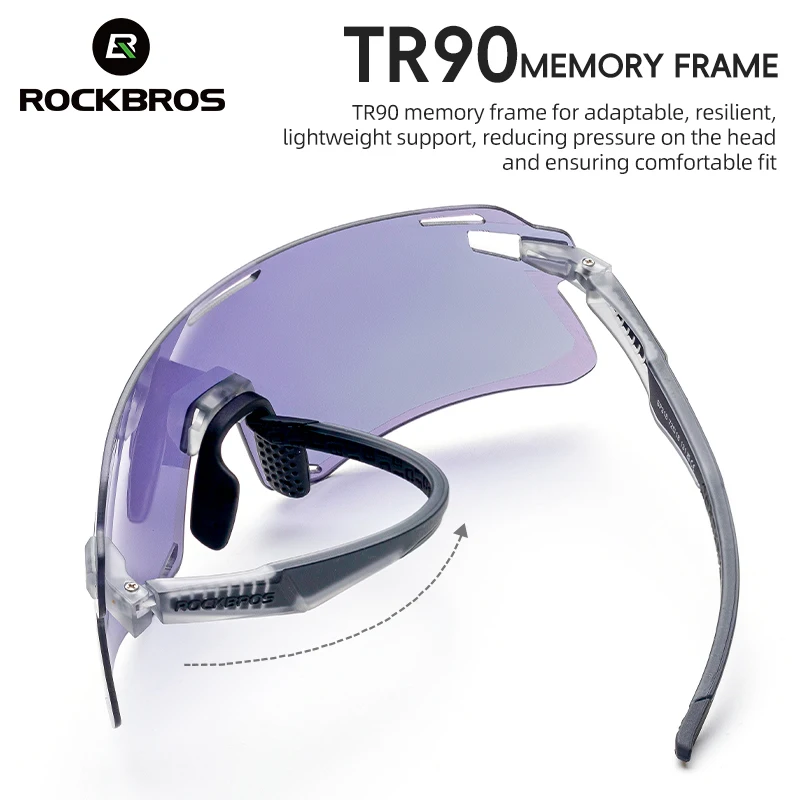 ROCKBROS Cycling Glasses Photochromic Polarized HD Lens Lightweight Outdoor Sports Glasses Prescription Frame MTB Bike Glasses