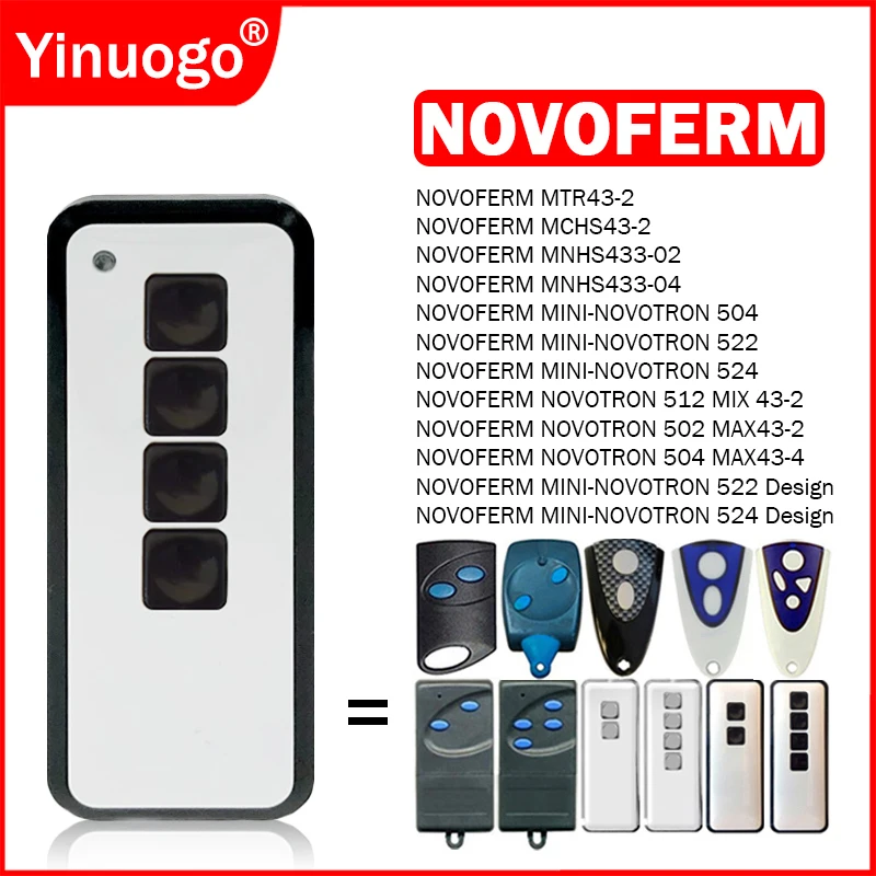 NOVOFERM MINI-NOVOTRON 524 522 NOVOTRON 502 MAX43-2 504 MAX43-4 512 MTR43-2 MCHS43-2 MNHS433 Garage Door Remote Control 433MHz