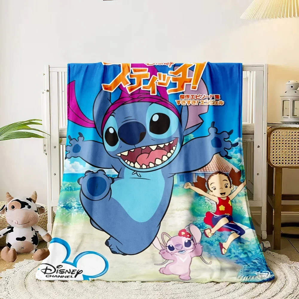 MINISO Stitch Cartoon HD Print Blanket.Oversized Soft Warm Flannel All-season Blanket.Use Sofas,Picnic,office,Camping Blankets