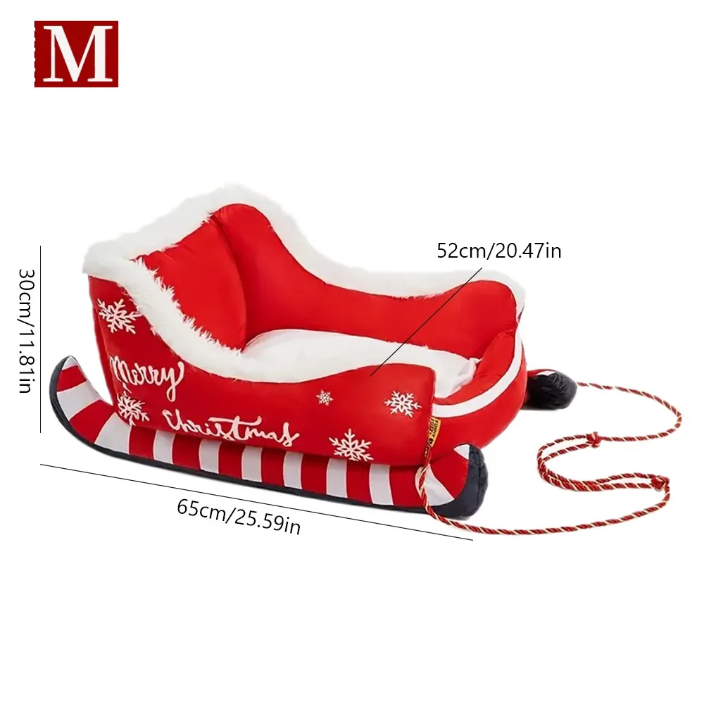 

Милые рождественские сани, кровать для домашних животных, нескользящее дно, съемное гнездо для кошек и собак, моющийся теплый диван для домашних животных, в помещении и на открытом воздухе