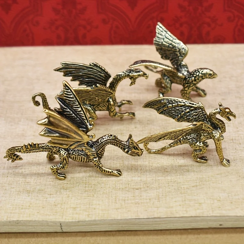 4 Pieces of Brass Ornaments, Exquisite Brass Ornaments, Desk Office Desk Ornaments, Beautiful Statue Ornaments