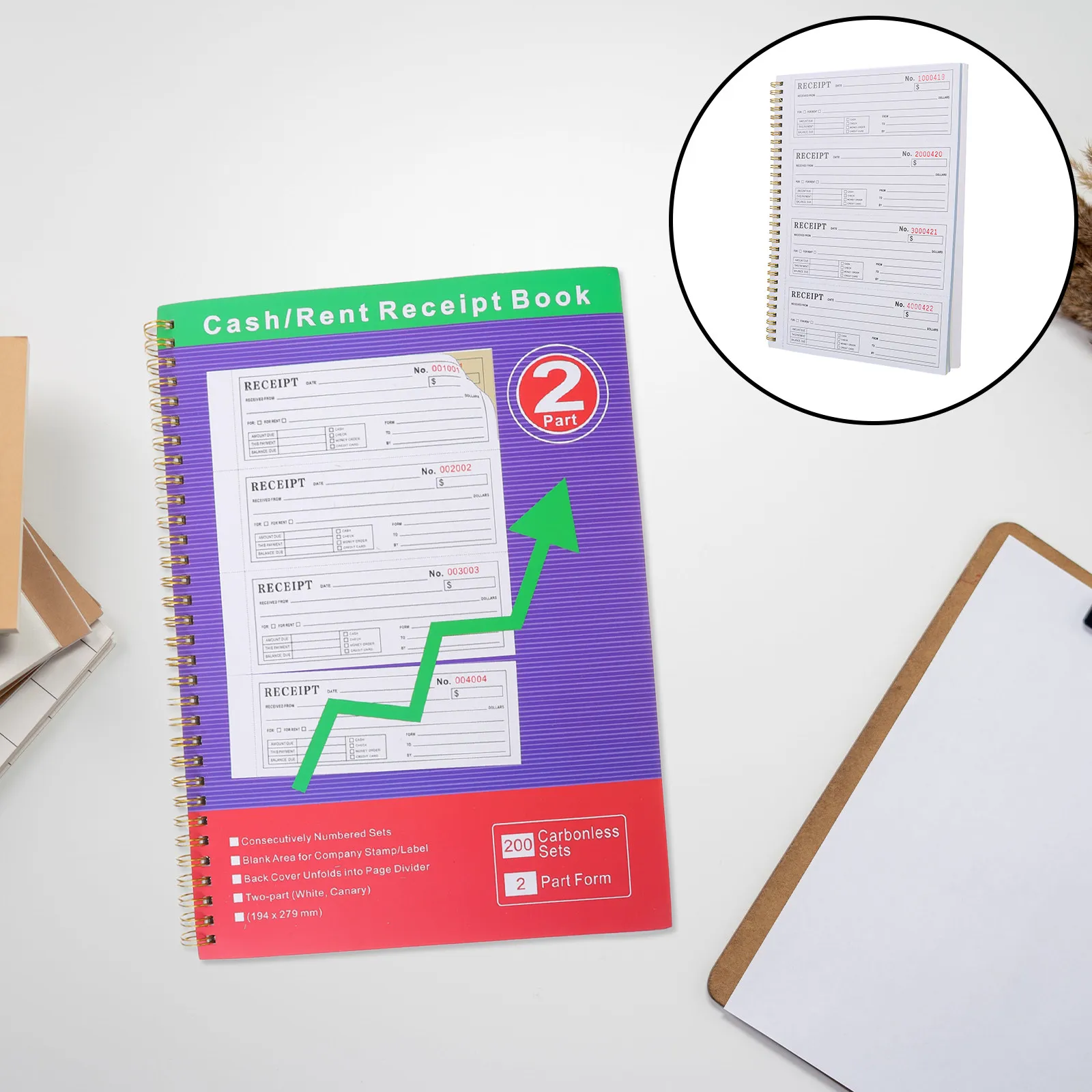 

200Sets Business Receipt Book Professional Invoice Pad Small Business Supplies Rent Cash Payment Record Organizer Order