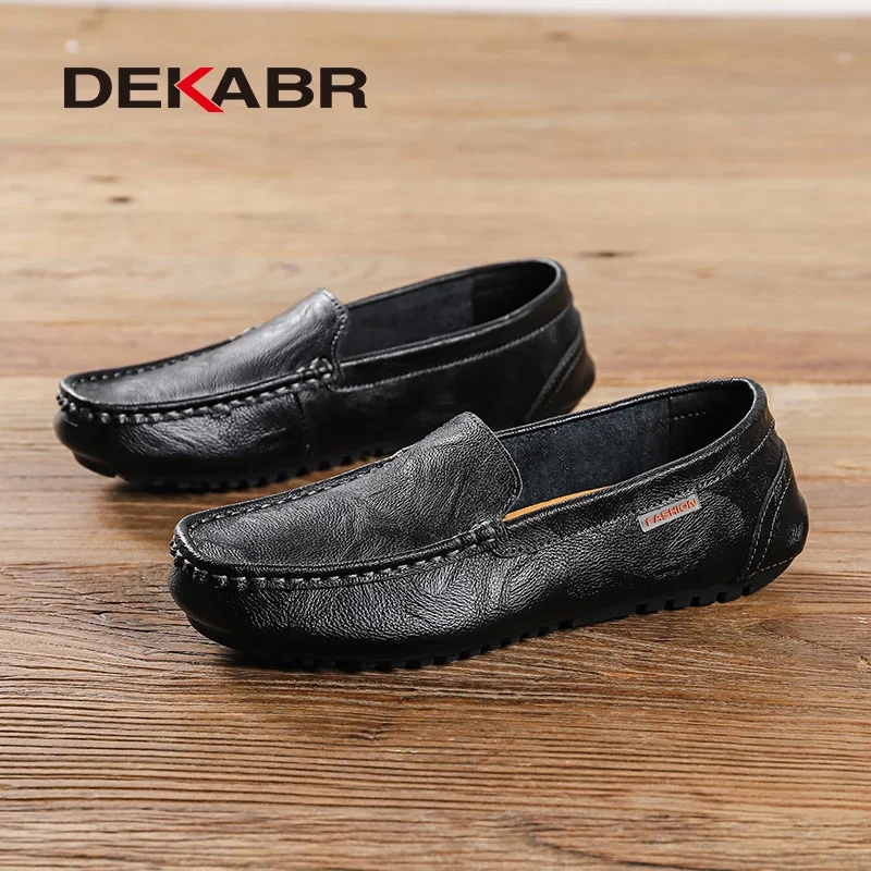 DEKABR Brand New Men Loafers Genuine Leather Flats Driving Casual Shoes Classic Comfortable Daily Working Fashion Men Shoes