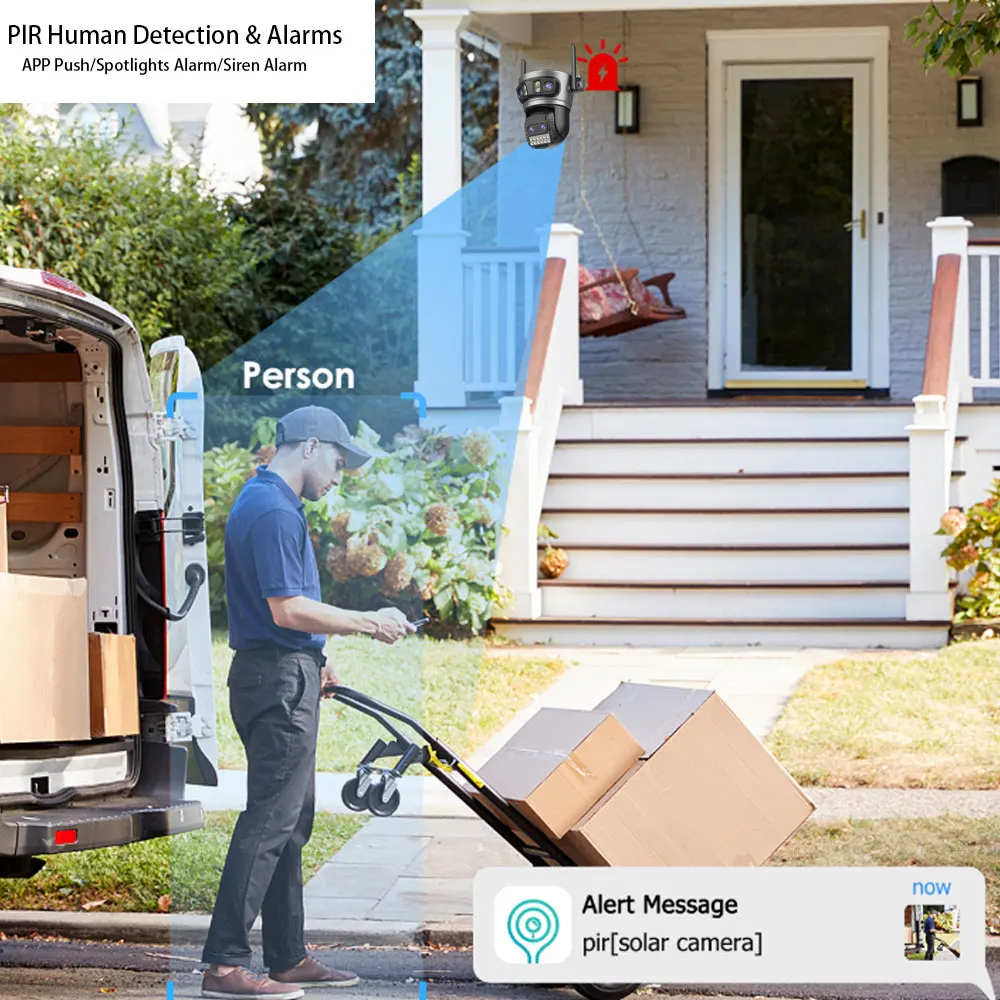 20MP 8K HD WiFi Camera 10X Zoom Four Lens Three Screen Auto Tracking Security Protection PTZ CCTV Video Surveillance