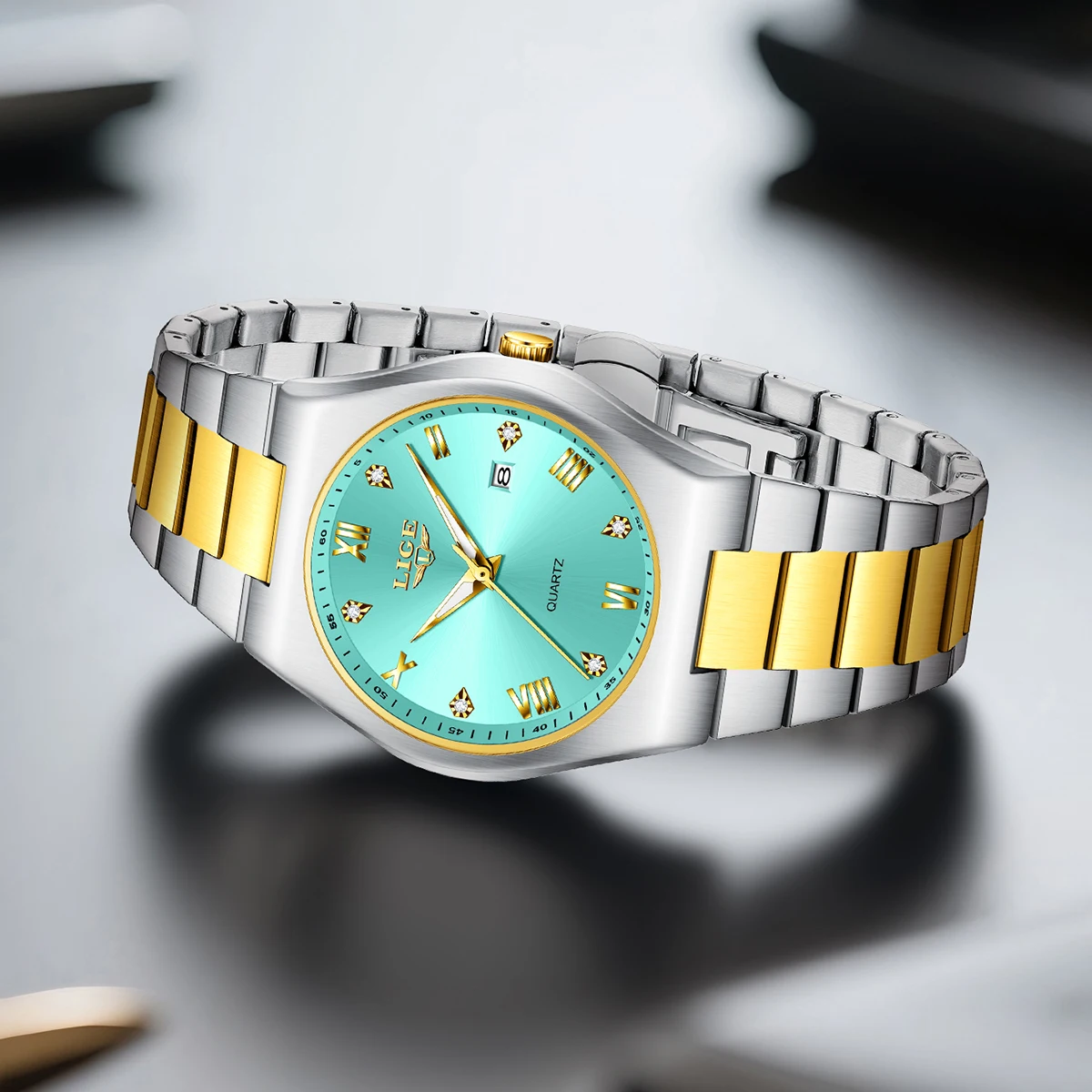 LIGE جديد فاخر كوارتز رجل ساعة اليد الرياضة الرجال الساعات مقاوم للماء مضيئة تاريخ الأسبوع الفولاذ المقاوم للصدأ ساعة رجالي ذكر Reloj + صندوق