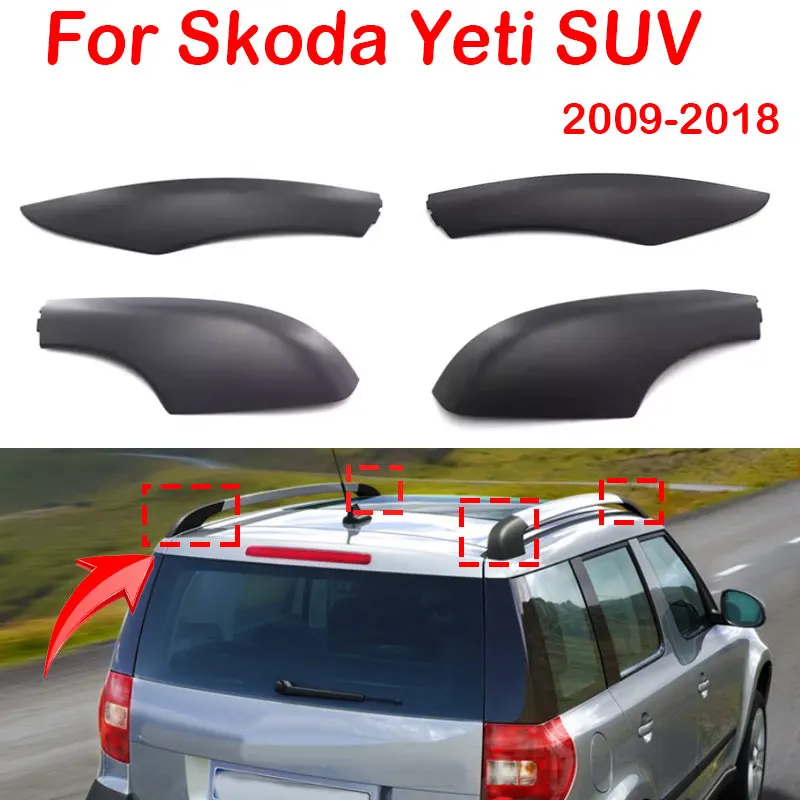 Für skoda yeti suv 2014-2018 Auto vorne hinten schwarz Dacht räger Schutz abdeckung Gepäcks tange Schiene End schale Kunststoff kappe Autozubehör