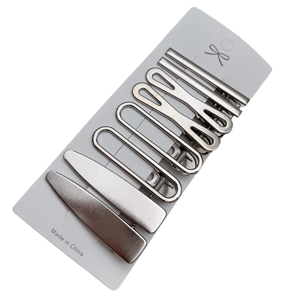 

8pcs/Set Silver Metal Hairpins Multistyle Seamless Bangs Clips Simple Hair Accessories for Women