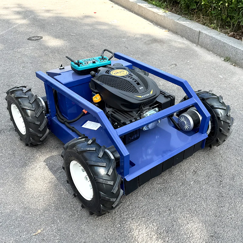 Maßgeschneiderter ferngesteuerter Rasentrimmer, intelligenter Dreschlegel-Rasenmäher, Dozer, Rasenmäher, Raupen-Kraftstoff-Rasenmäher