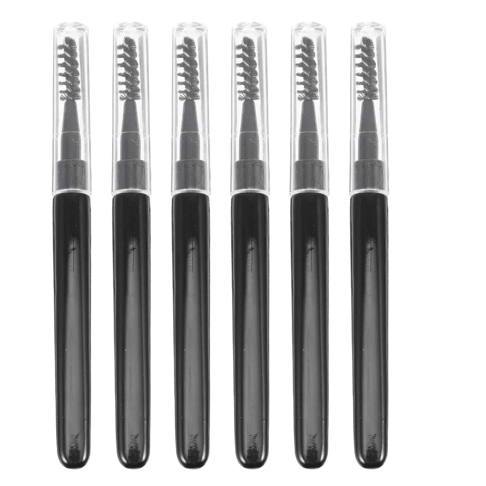 6-delige wenkbrauwborstel zwarte vezel ergonomische wimperborstel kam aparte mascara reismake-up gereedschap kunststof veilig