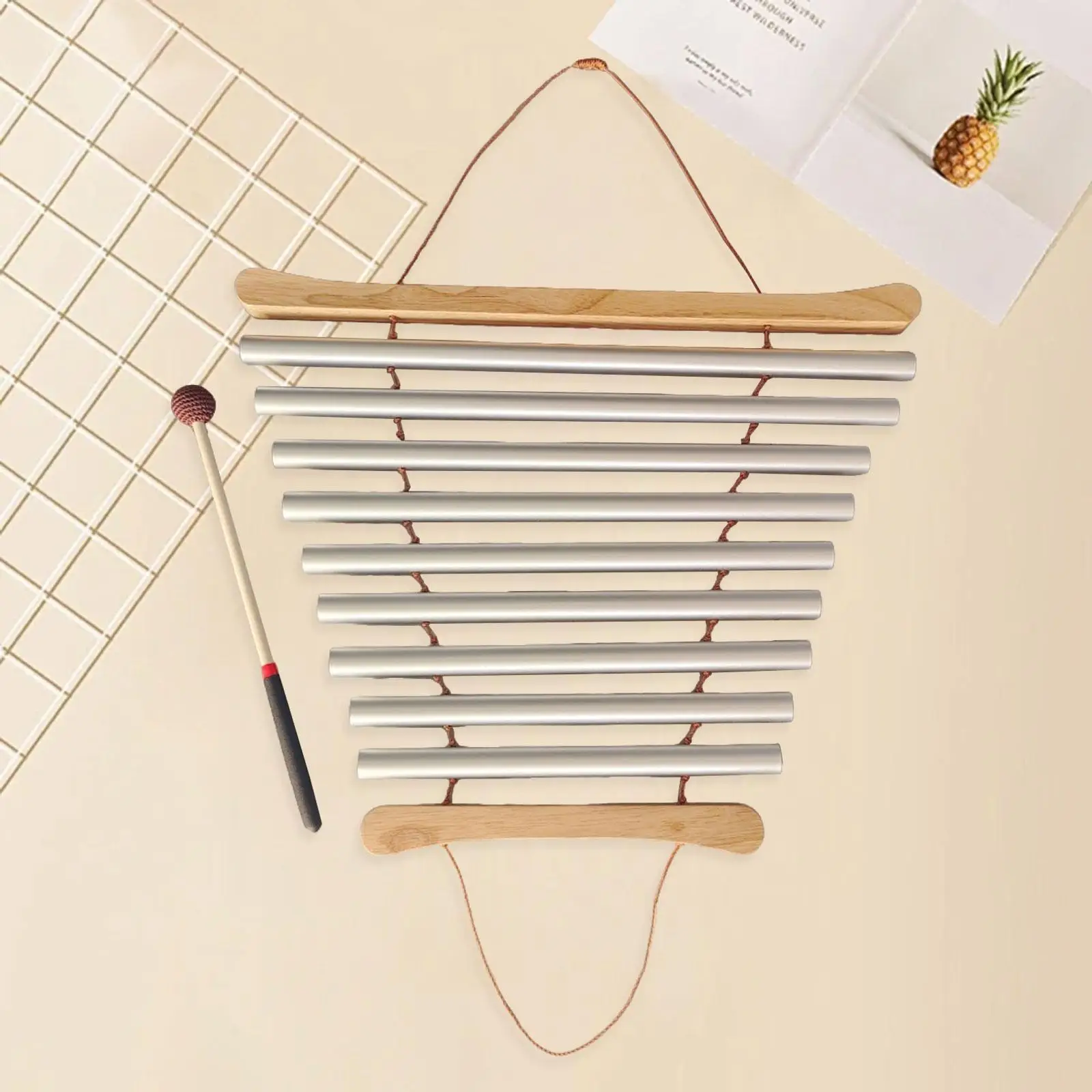 

Wind Chimes Nice Tone Sturdy Teaching Aid Educational Musical Toy with Stick Percussion Instrument for Classroom Yoga Children