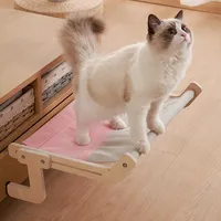 Cats Hammock Cat Window Perch Wooden Assembly Hanging Bed Pet Mat Cozy Sunny Seat Window Mounted Aerial Pet Shelf Nest Beds