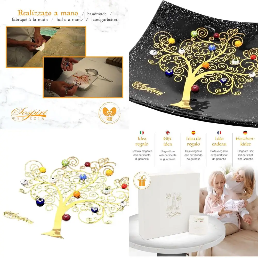 

Handmade Murano Glass Bowl, Decorative Serving Tray, 7.5 Centerpiece for Home, Living & Dining Rooms