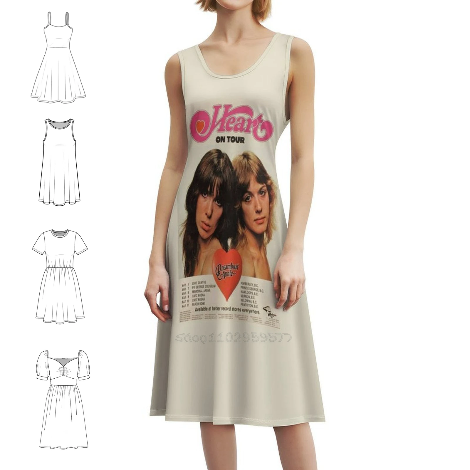 

Band Heart On Tour Rock 70S! Сексуальное платье для отпуска для женщин, мини-платье для пляжной вечеринки, дня рождения, Нэнси, сердце, музыка, ремешок с сердечком