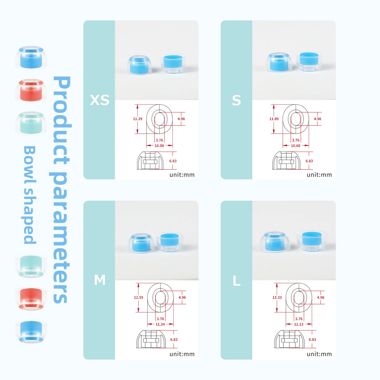 OKCSC YTW4 penutup telinga silikon cair, tutup telinga isolasi kebisingan fleksibel ramah kulit transparan dapat digunakan kembali