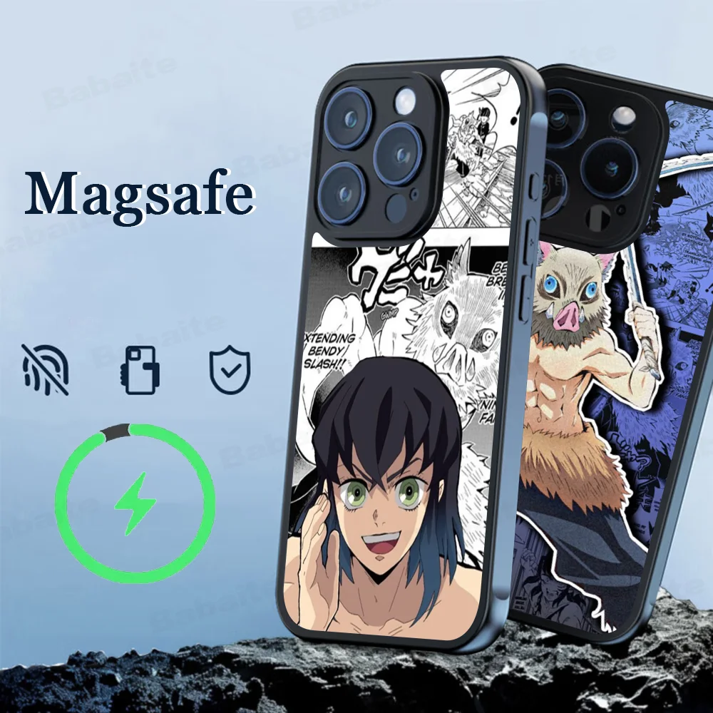 Hashibira Inosuke Demon Slayer Phone Case Magnetic Case For IPhone 16 14 13 12 15 Pro Max Plus For Magsafe Wireless Charge Cover