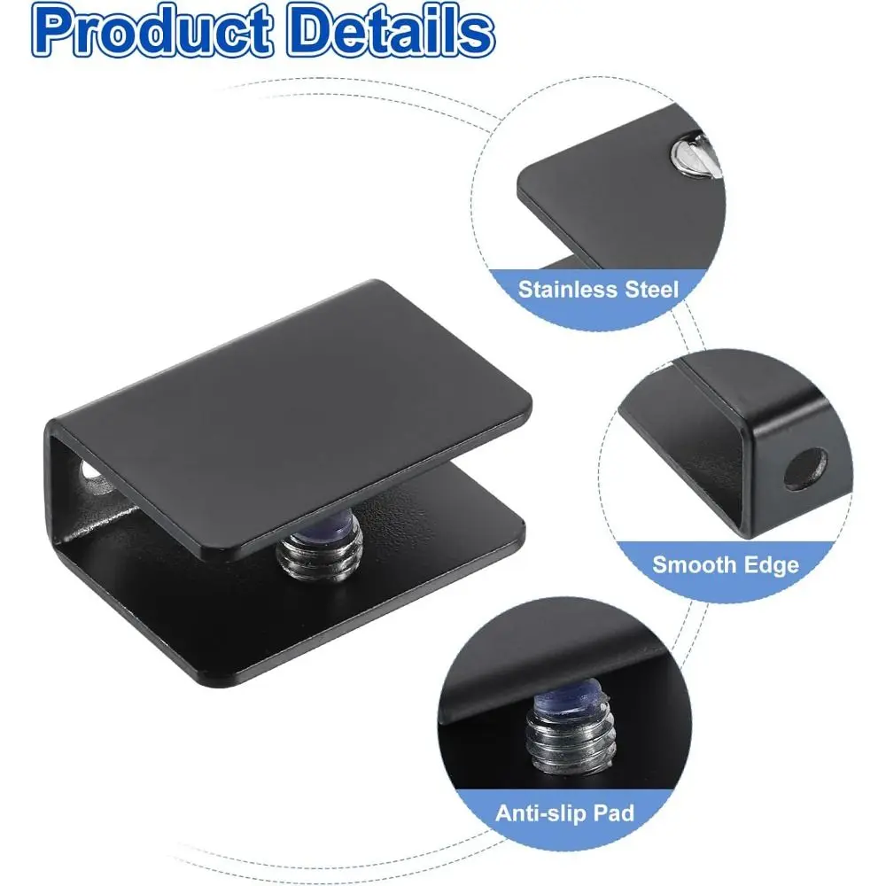 Hardware Stainless Steel Glass Shelf Brackets Adjustable Heavy Duty Glass Support Silver Wood Glass Shelves Clamp