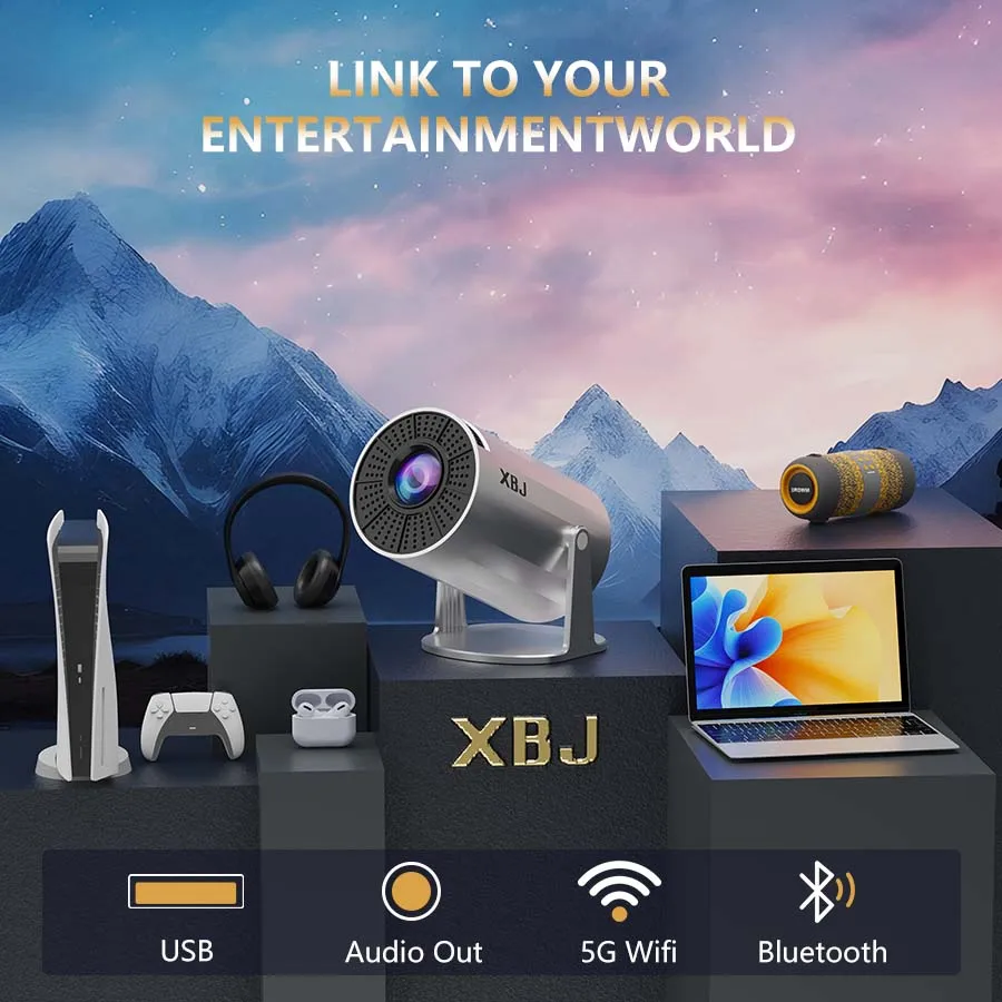 XBJ 4K Android 11 Portable Projector , BT5.0 Wifi6, LED Portable