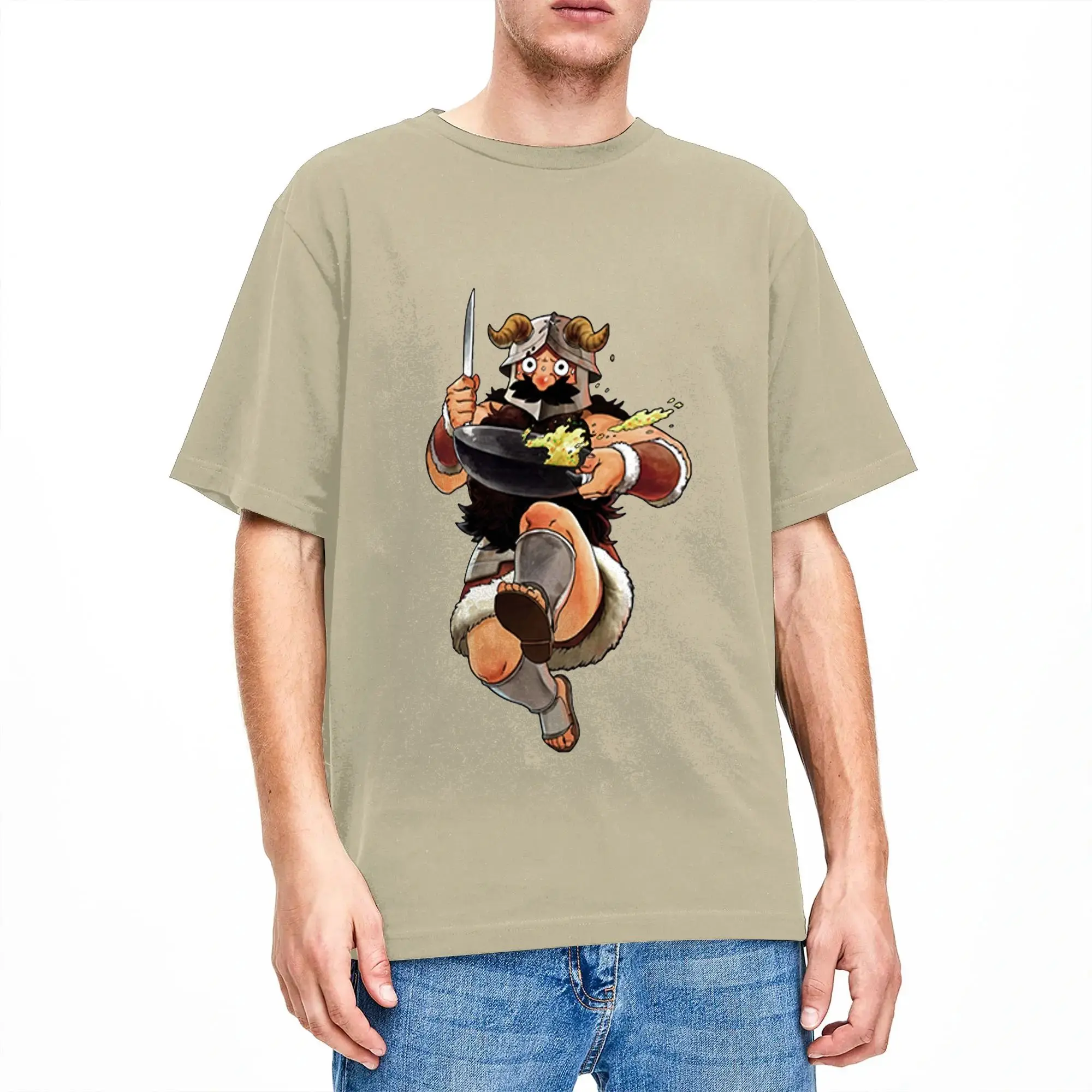 Senshi Anime Dungeon Meshi T-Shirt Men Women Crew Neck Pure Cotton T Shirt Delicious In Dungeon Short Sleeve Tees Plus Size Tops