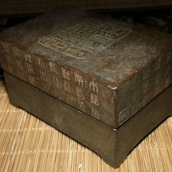 Used old pure copper, old copper printing clay box, treasure box, stationery bag, old bag, genuine collection weight 460g