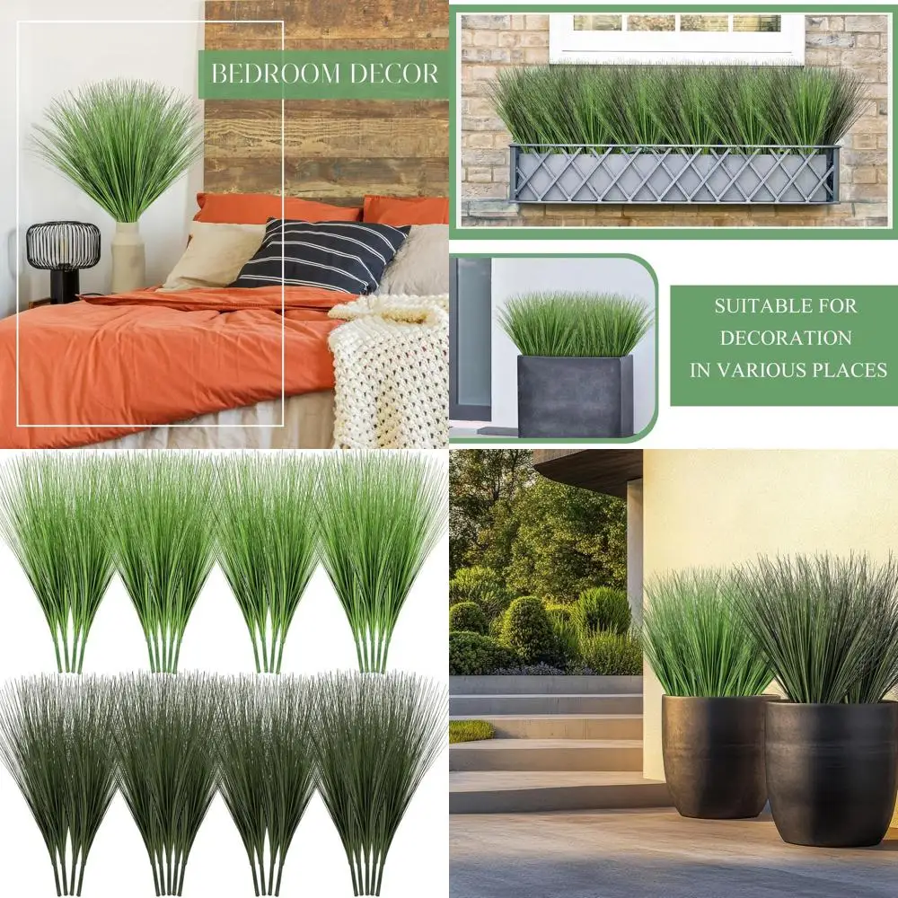 

27 Tall Artificial Onion Grass, Realistic Fake Greenery, Suitable for Outdoor Patio, Yard, Indoor Home, Garden, Office (Green, D