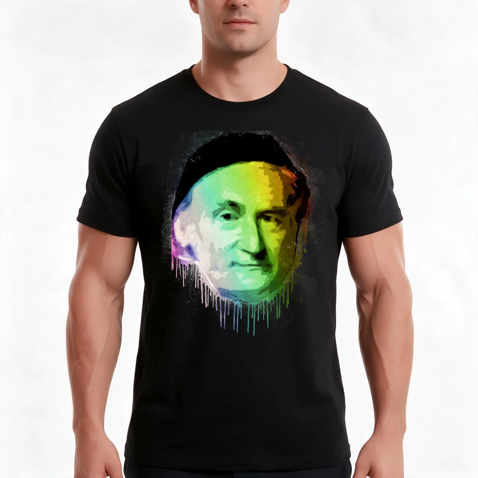 Carl Friedrich Gauss Urban Grunge Painting Rainbow Spectrum T-Shirt, Summer Casual Cotton Tee, Oversized Streetwear Tops