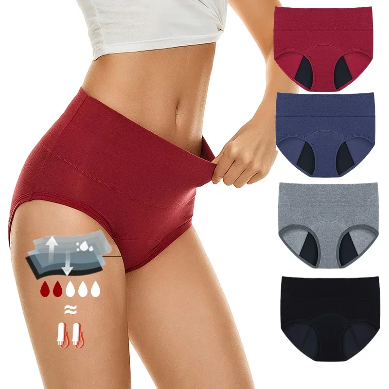 

Panties For Menstruation Cotton Menstrual Panties High Waist 3 Layer Leak Proof Women Underwear Period Physiological Panties