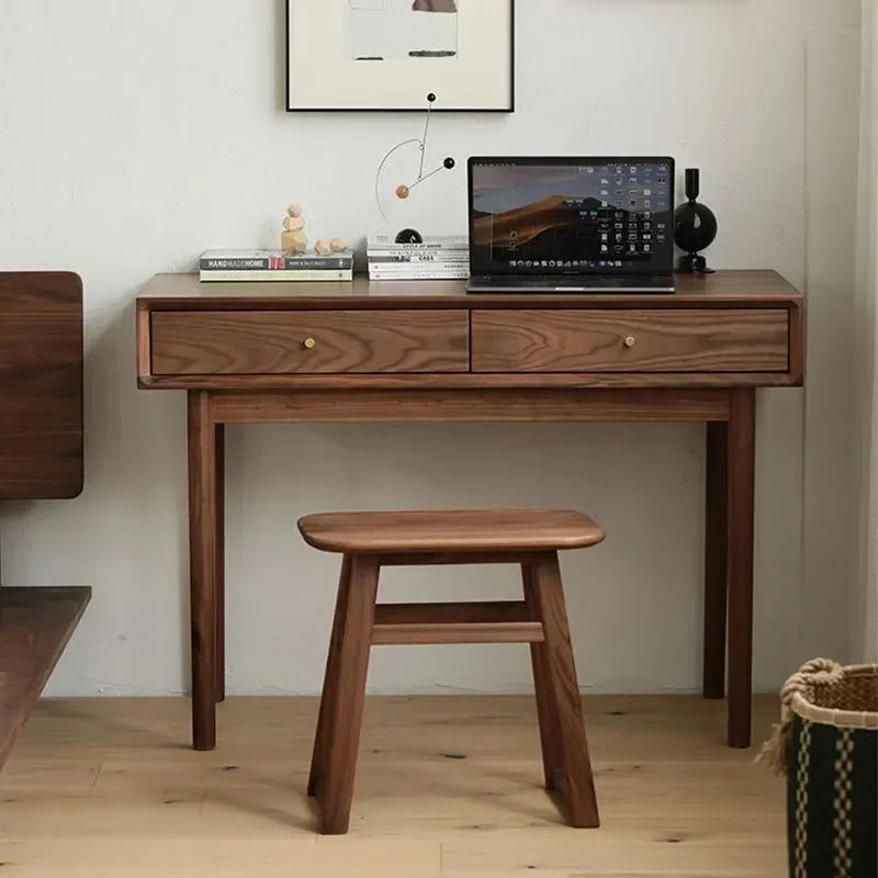 Nordic black walnut bedroom dresser modern simple makeup table bedroom small apartment computer table 2