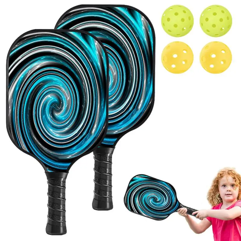 Ball Paddles Set 2 Paddles With 4 Balls Comfort Grip Carbon Fiber Ball Racquets With Carrying Bag For Women And Men