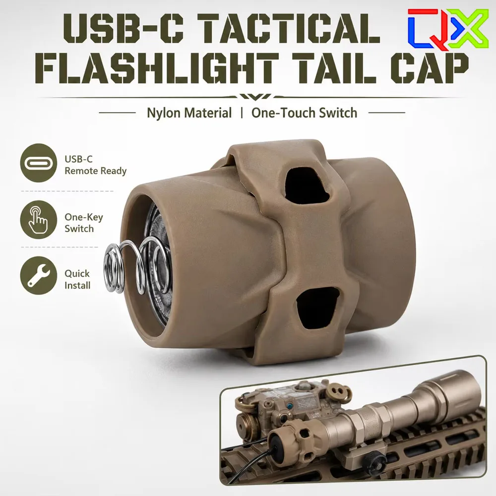 QX Tactical Flashlight Tail Cap Nylon Switch Cover One Touch Remote Control Adapter Hunting Outdoor Gear
