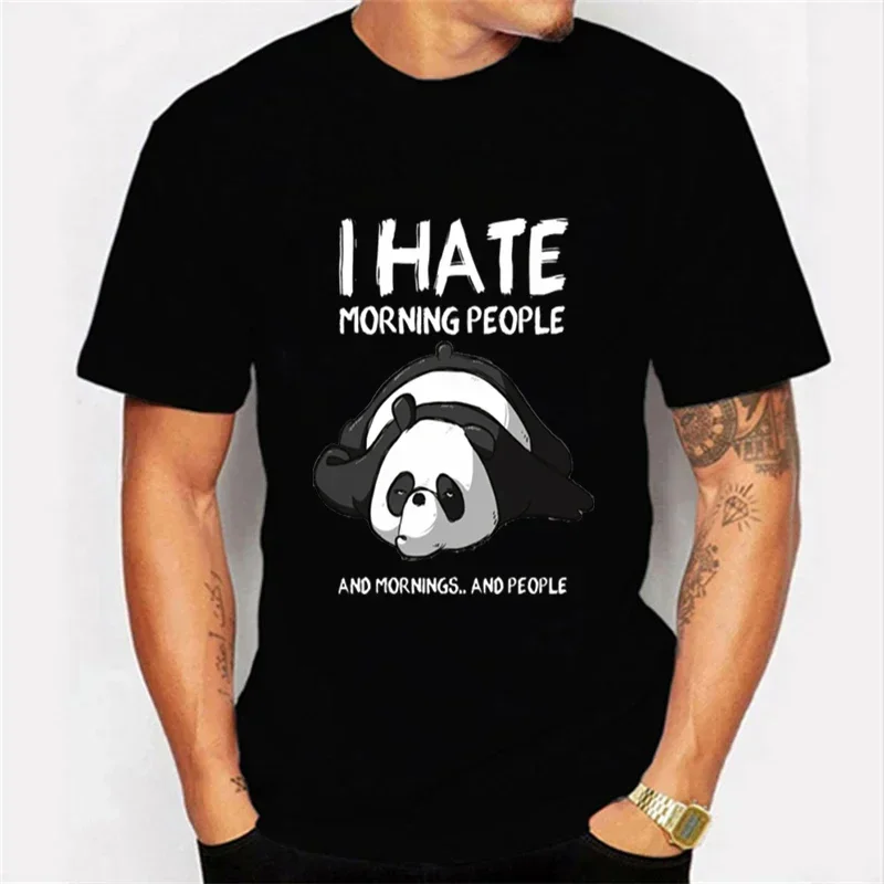 Funny Panda Tshirt Men I Hate Morning People Graphic Tee Shirt Summer Short Sleeve T Shirt Men Harajuku Panda Tops Streetwear