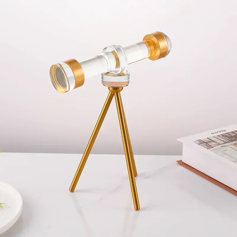 Vintage Crystal Camera Ornament, Glass Binoculars Model, Living Room Wine Cabinet Desktop Decoration, Astronomical Gift