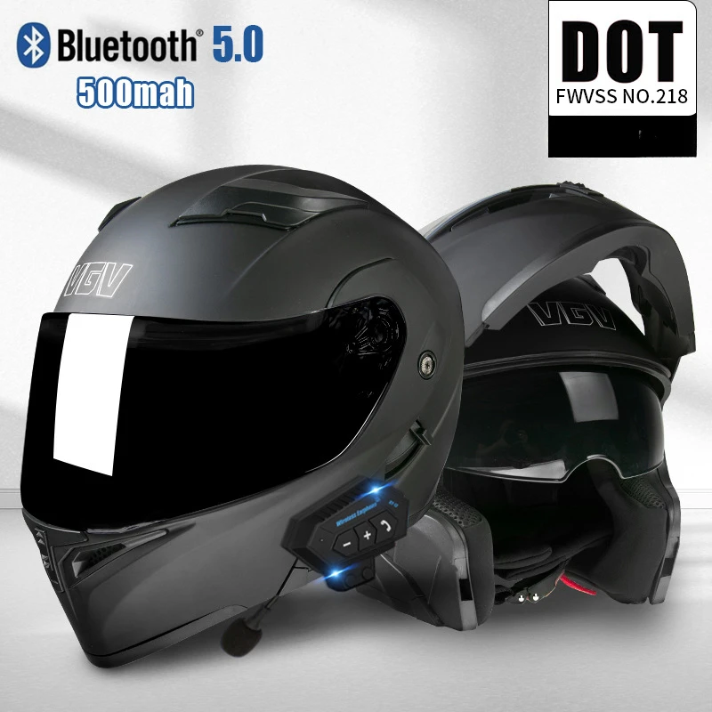 

3C certified Bluetooth flip-up helmet DOT VGV motorcycle full-face helmet for men and women all-season protection