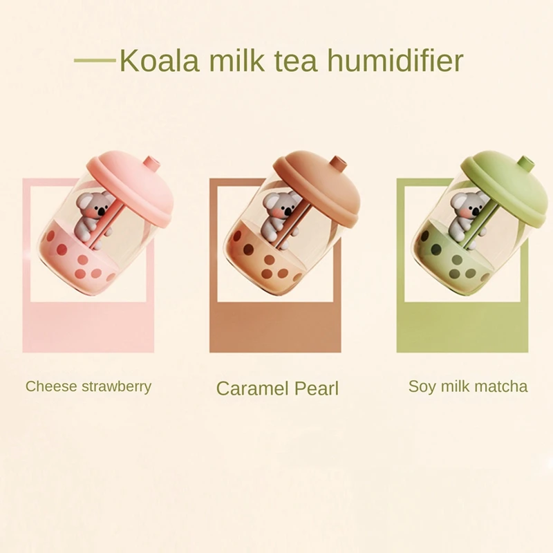 450Ml Portable Koala Milk Tea Cup Air Purification Humidifier USB Desktop Water Atomizer Diffuser For Bedroom