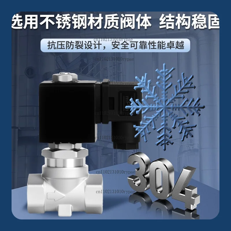Outdoor Waterproof Stainless Steel High-Pressure Solenoid Valve, AC220V/24V, 10mm Bore, High Temperature Resistant