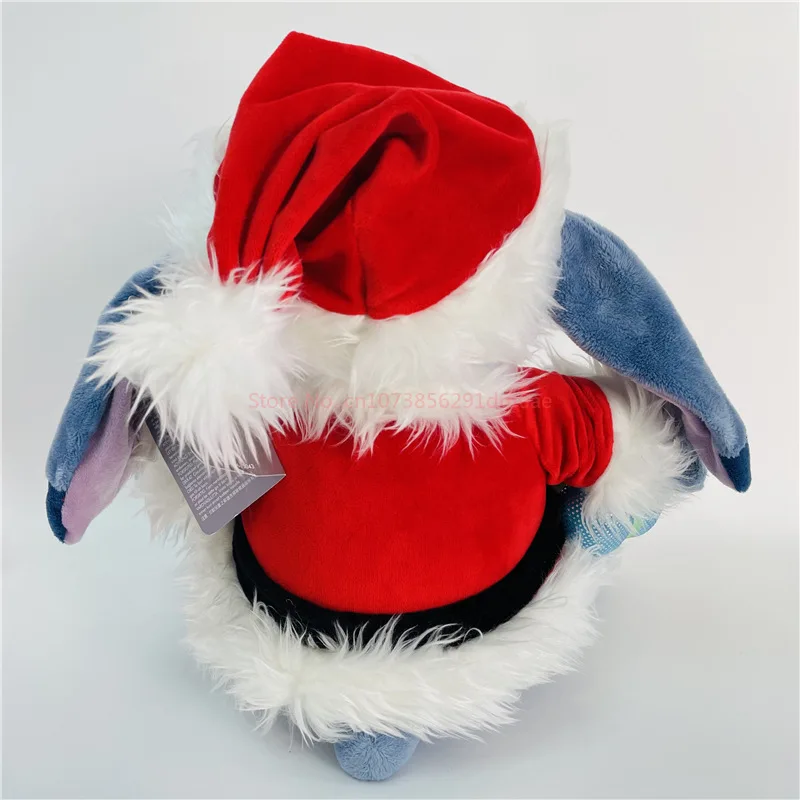 28cm Disney Stitch Cos Santa Claus dibujos animados Kawaii muñeco de peluche juguetes suave relleno almohada cojín trasero niños regalos de navidad